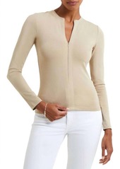 French Connection Rallie Cotton Front Zip Top In Incense