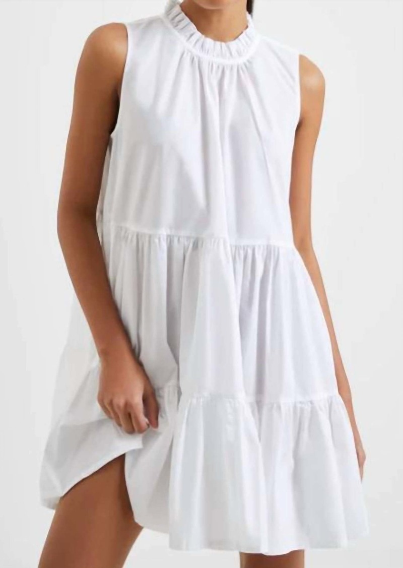 French Connection Rhodes Poplin Sleeveless Tiered Dress In White