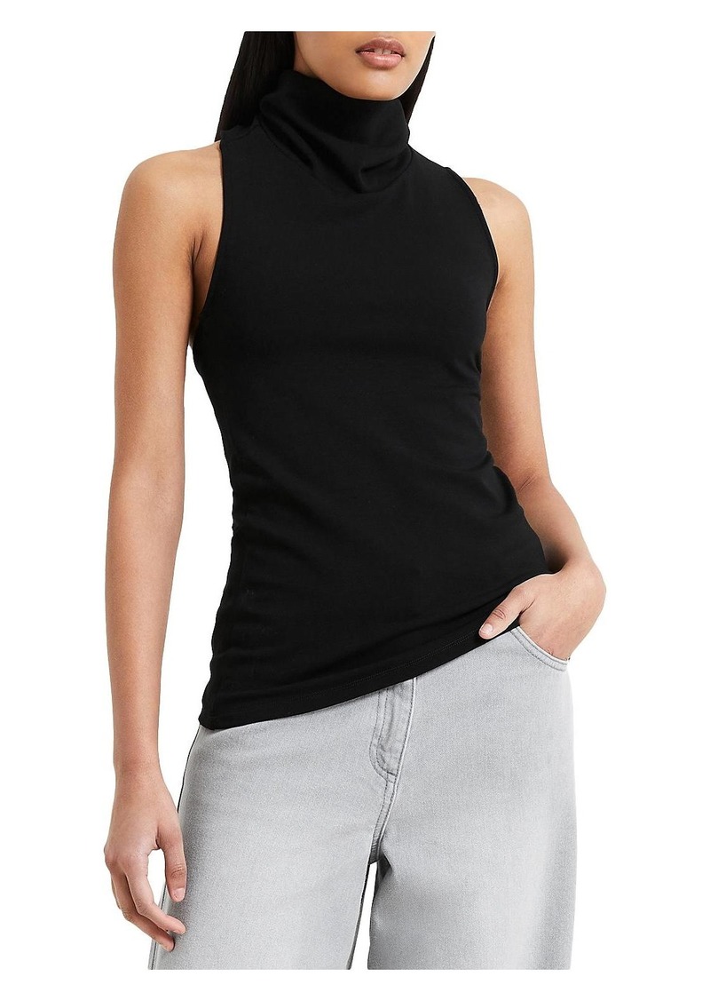 French Connection Roy Womens Mock Neck Sleeveless Shell