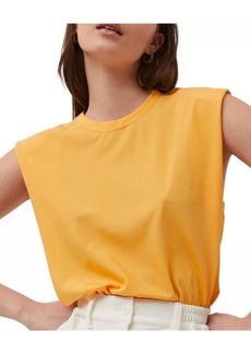 French Connection Shoulder Pad Crepe Top In Beeswax Orange