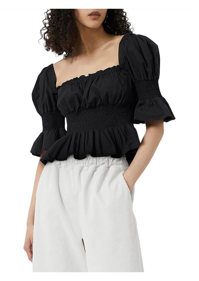 French Connection Sidney Womens Smocked Cotton Peplum Top