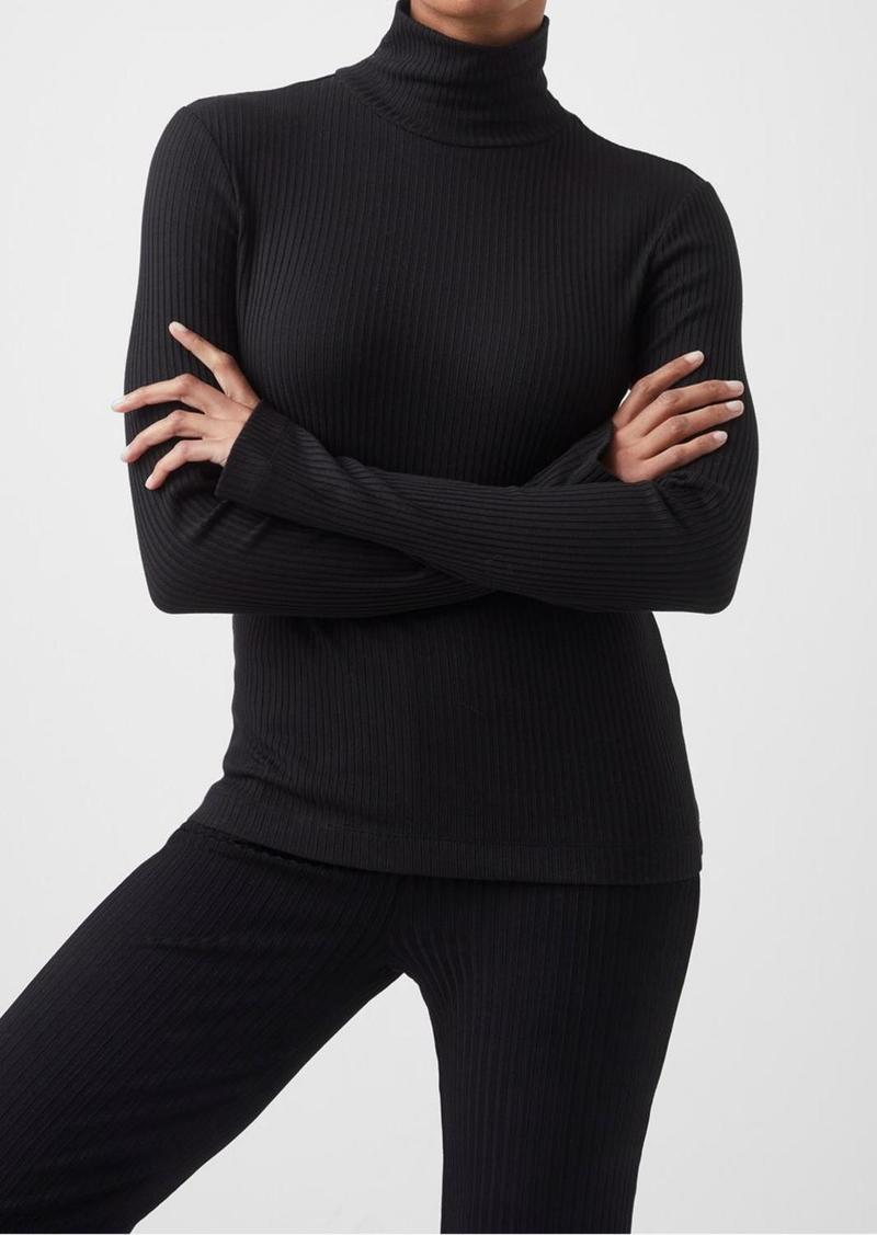 French Connection Talie Modal Jersey High Neck Top In Black