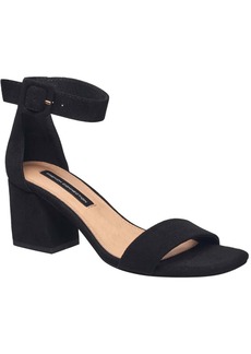 French Connection Texas Womens Vegan Suede Block Heel Ankle Strap