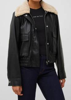 French Connection Vegan Leather Coat In Black