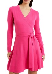 French Connection Womens Above Knee Surplice Sweaterdress