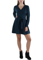 French Connection Womens Above Knee Surplice Sweaterdress