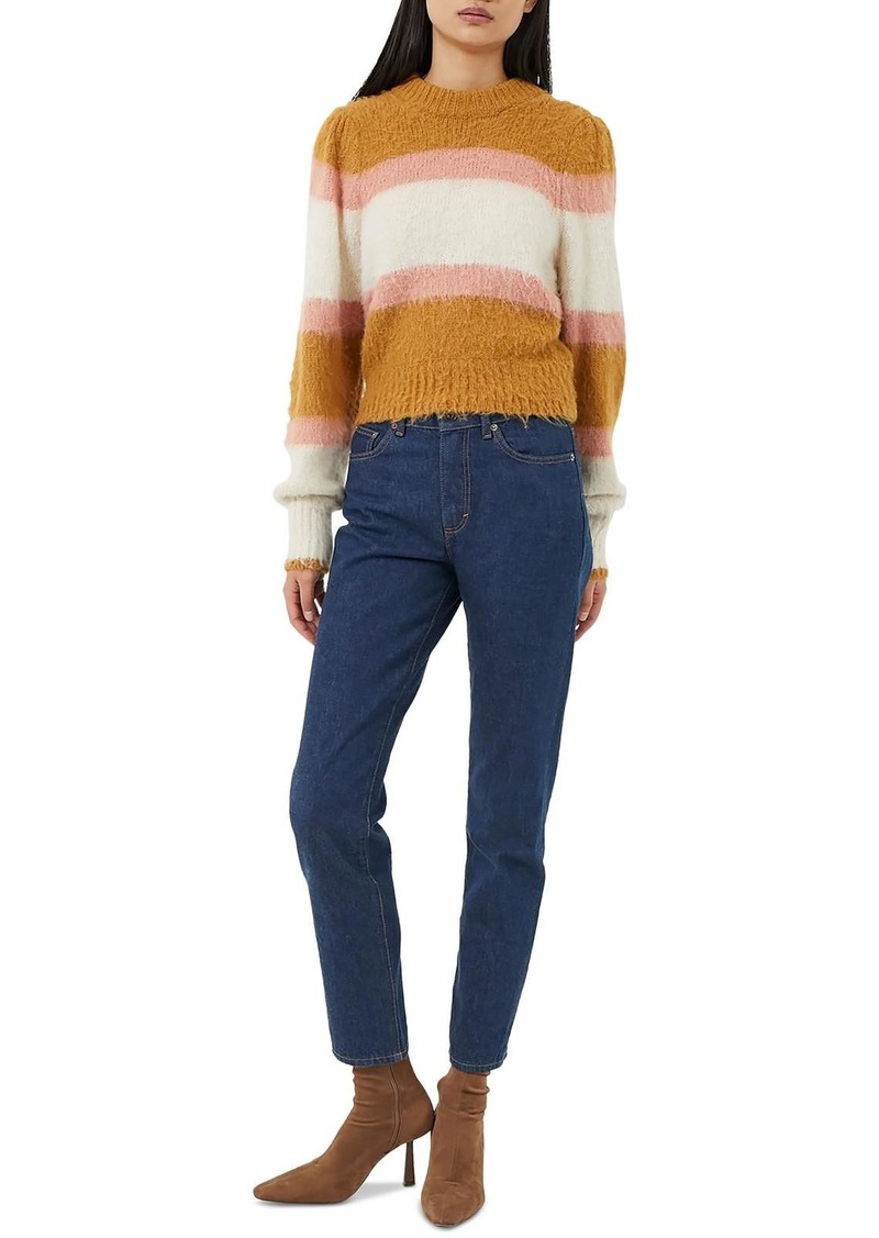 French Connection Womens Colorblock Knit Funnel-Neck Sweater