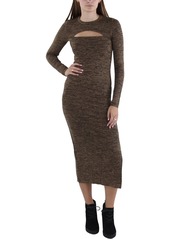 French Connection Womens Cut Out Mid Calf Sweaterdress