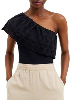 French Connection Womens Eyelet One Shoulder Pullover Top