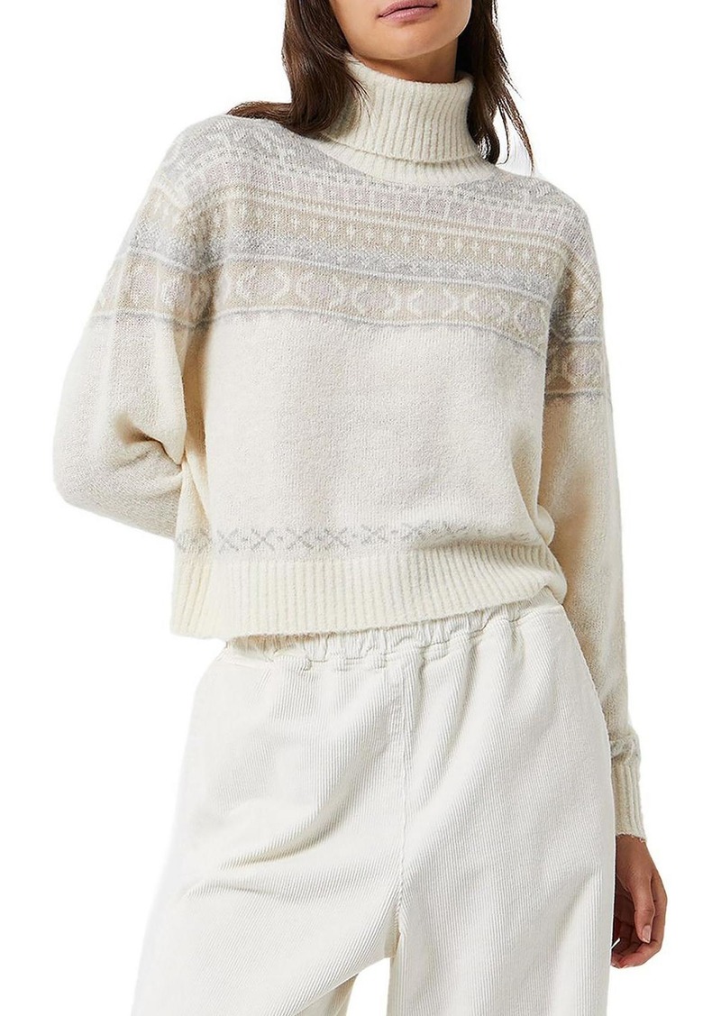 French Connection Womens Fair Isle Knit Turtleneck Sweater
