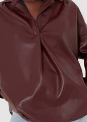 French Connection Women's Faux Leather Pop Over Shirt In Brown