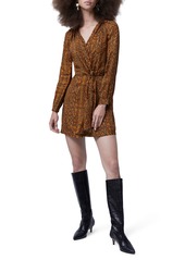 French Connection Ariel Drape Knot Long Sleeve Minidress in Inca Gold Multi at Nordstrom