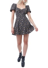 French Connection Delmira Verona Puff Sleeve Minidress in Black Multi at Nordstrom