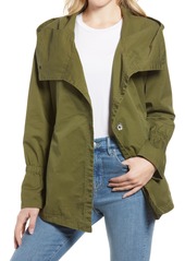 French Connection Drape Front Hooded Jacket in Olive at Nordstrom