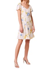 French Connection Eme Crepe Faux Wrap Dress in Eme Summer White at Nordstrom