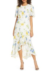 French Connection Emina Floral Asymmetrical Midi Dress in Emina Summer White Multi at Nordstrom
