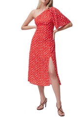French Connection Fayloa Floral Print One-Shoulder Midi Dress in Fiery Red Multi at Nordstrom