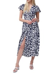 French Connection Islanna Abstract Print Crepe Midi Dress in Nocturnal-Summer White at Nordstrom