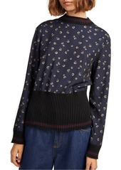 French Connection Mahi Knit Top in Utility Blue/Gold at Nordstrom