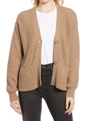 French Connection Mozart Rib V-Neck Cardigan in Tan Nep at Nordstrom
