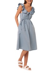 French Connection Sisay Chambray Dress in Light Blue at Nordstrom