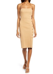 French Connection Tommy Button Detail Rib Sheath Dress
