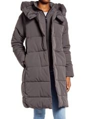 French Connection Water Resistant Relaxed Fit Pillow Collar Puffer Coat in Charcoal at Nordstrom