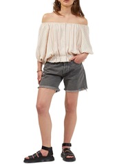French Connection Womens Linen Button Down Peasant Top