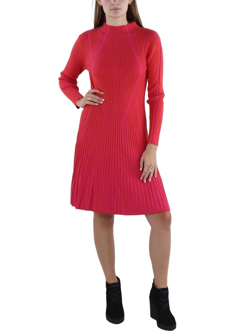 French Connection Womens Ribbed Above Knee Sweaterdress