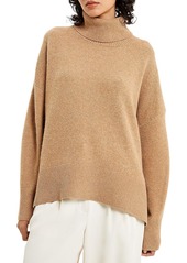 French Connection Womens Ribbed Trim Knit Turtleneck Sweater