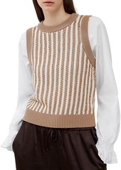 French Connection Womens Ribbed Trim Layered Casual Vest