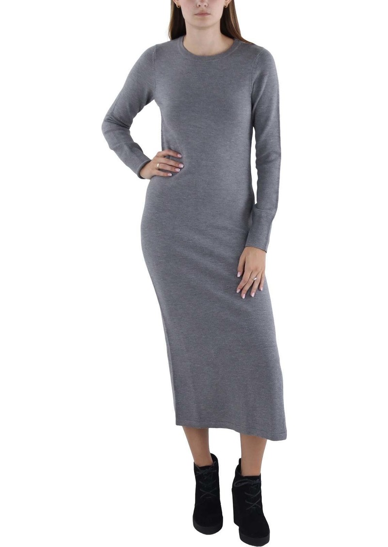 French Connection Womens Ribbed Trim Mid Calf Sweaterdress