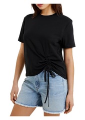 French Connection Womens Ruched Short Sleeve Pullover Top