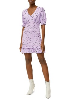 French Connection Womens Smocked Puff Sleeve Mini Dress