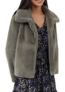 French Connection Womens Warm Casual Faux Fur Coat