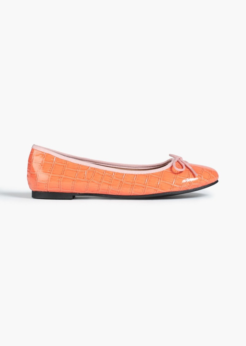 French Sole - Amelia croc-effect patent-leather ballet flats - Orange - EU 35