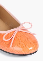 French Sole - Amelia croc-effect patent-leather ballet flats - Orange - EU 37.5