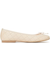 French Sole Woman Lola Bow-embellished Quilted Leather Ballet Flats Cream