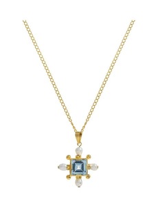 Freya Blue Topaz Cross Necklace - Gold