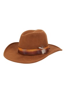 Freya Cacao Feather-Trimmed Wool Fedora