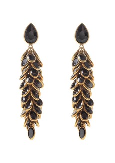 Freya Gold And Black Crystal Long Drop Earrings - Gold