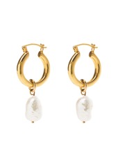 Freya Gold Mini Hoops with Baroque Pearls - Gold