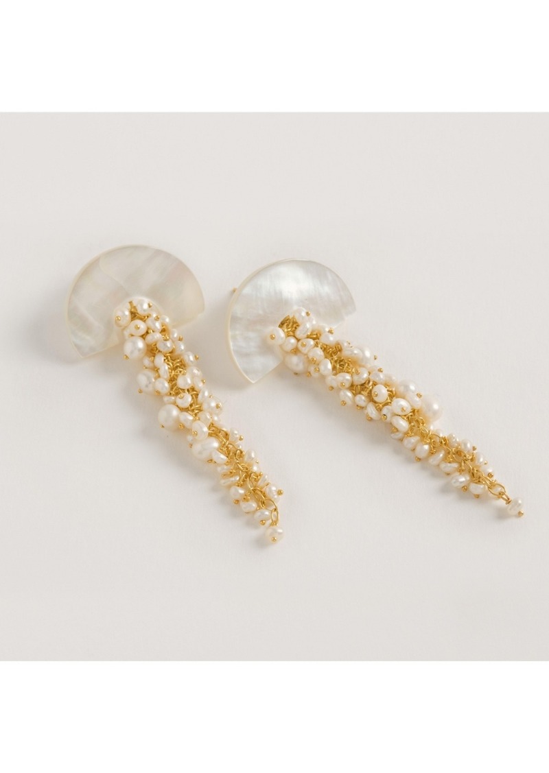 Freya Hakuro Ivory Mother Of Pearl And Pearl Long Drops Earrings - Gold