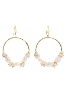 Freya Seed and Baroque Pearl Large Hoops - Gold
