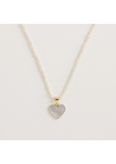 Freya Rose Seed Pearl Necklace With Mother Of Pearl Heart Pendant - White