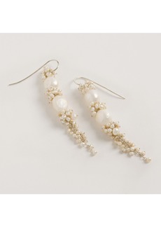 Freya Silver Baroque Pearl Long Drops Earrings - Silver