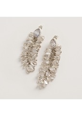 Freya Silver Crystal Long Drops Earrings - Silver