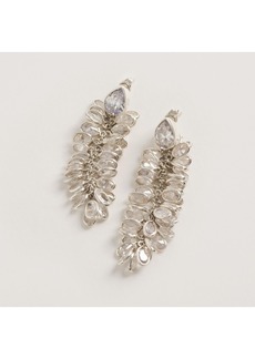 Freya Silver Crystal Long Drops Earrings - Silver