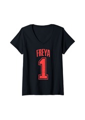 Womens Freya Supporter Number 1 Biggest Fan V-Neck T-Shirt