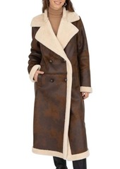 Frye Faux Shearling Double Breasted Maxi Coat